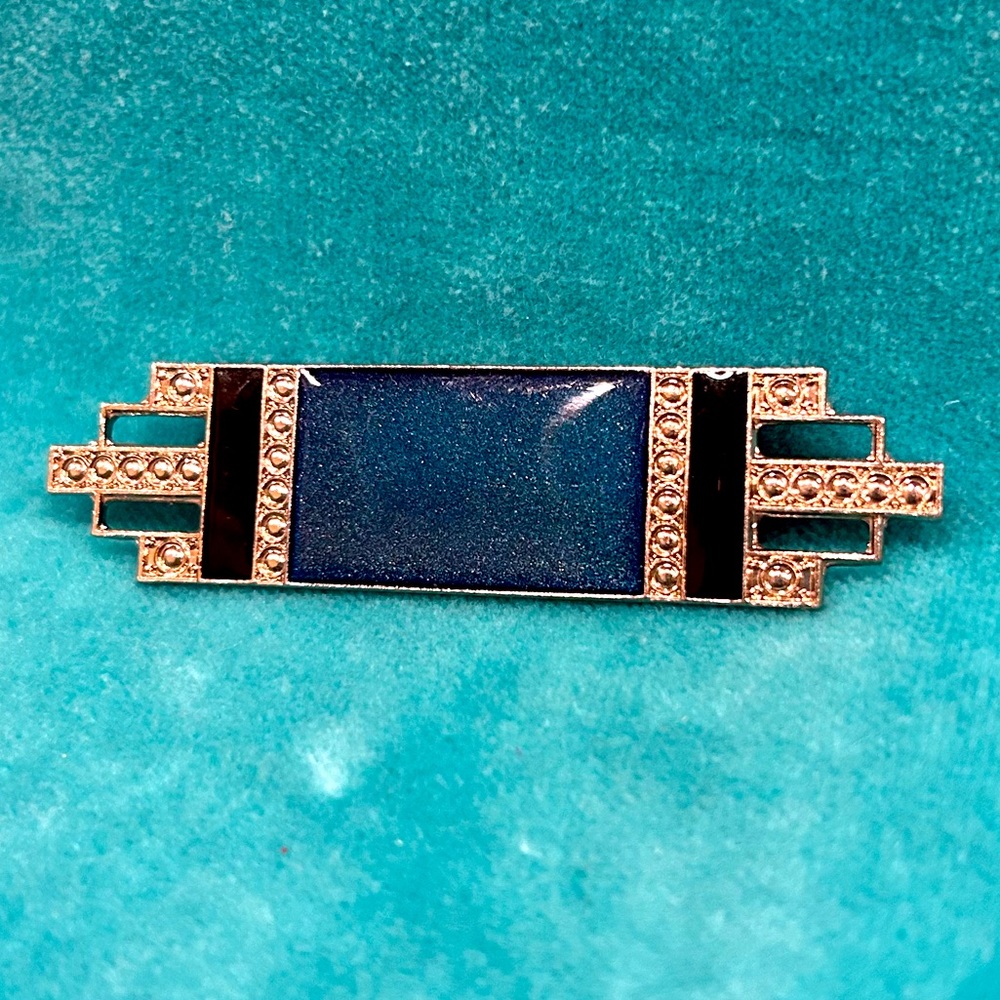 🔷HP🔹Pin with Blue & black Inlay on Silver - Picture 5 of 8